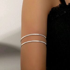 Silver Minimalist Layered Arm Cuff ~ New